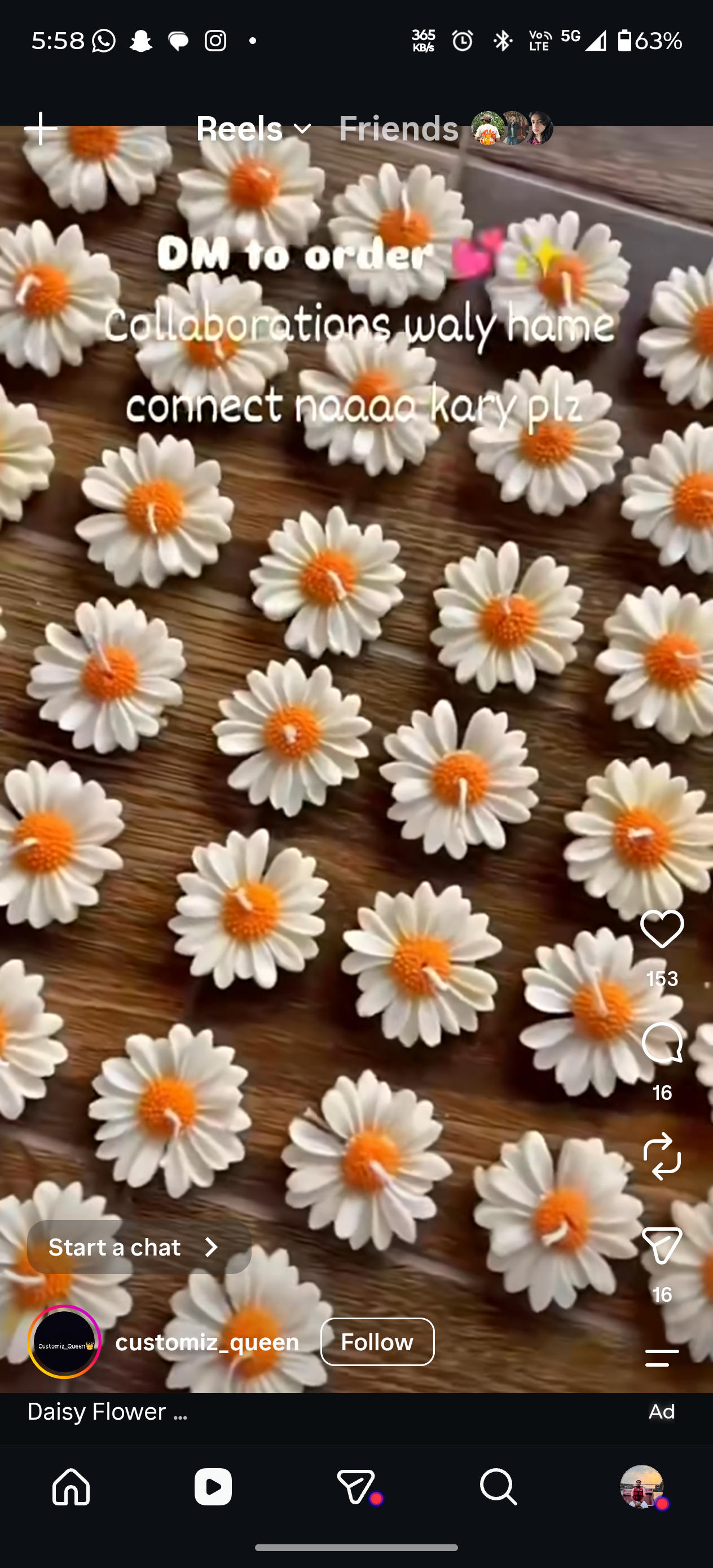 Daisy flower Candle